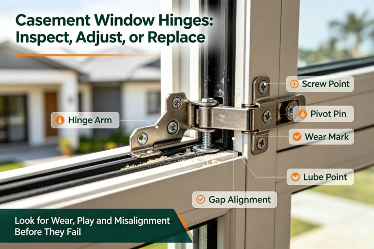 Casement Window Hinges: Inspect, Adjust, or Replace