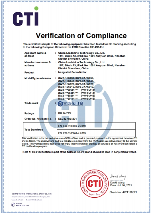 Verification of Compliance 1